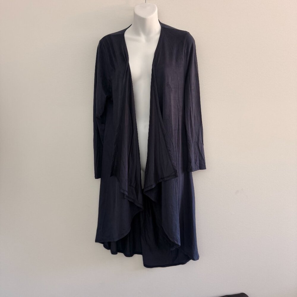 Honey & Lace Slate Blue Open Front Duster Cardigan | Flowy Draped Fit | Size XS - Picture 3 of 9